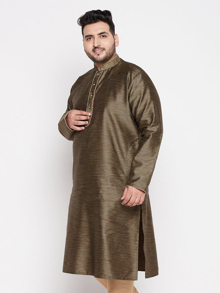 Men's Plus Size Black Woven Kurta