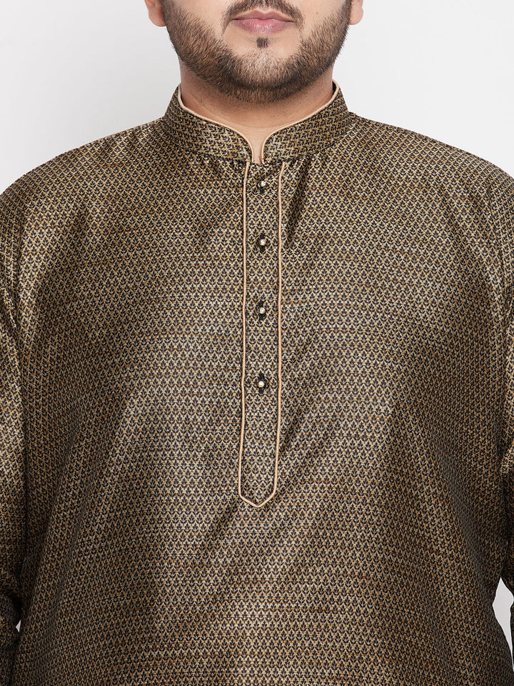 Men's Plus Size Black Woven Kurta
