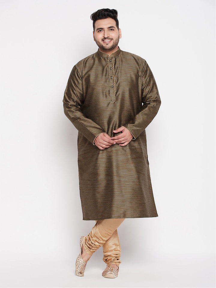 Men's Plus Size Black Woven Kurta