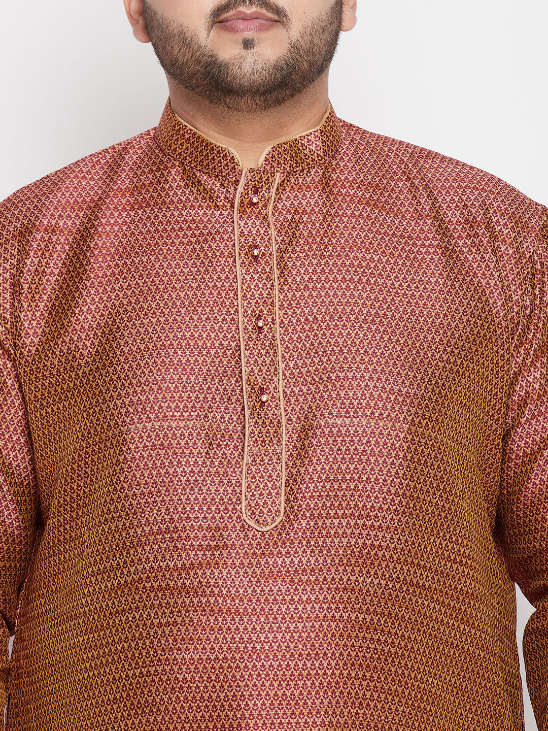 Men's Plus Size Maroon Woven Kurta