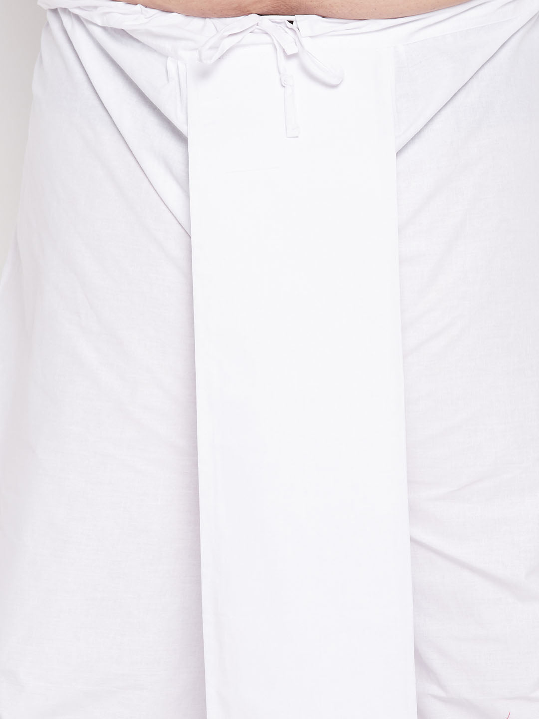 Men's Plus Size Orange Chikankari Embroidered Kurta And White Dhoti Set