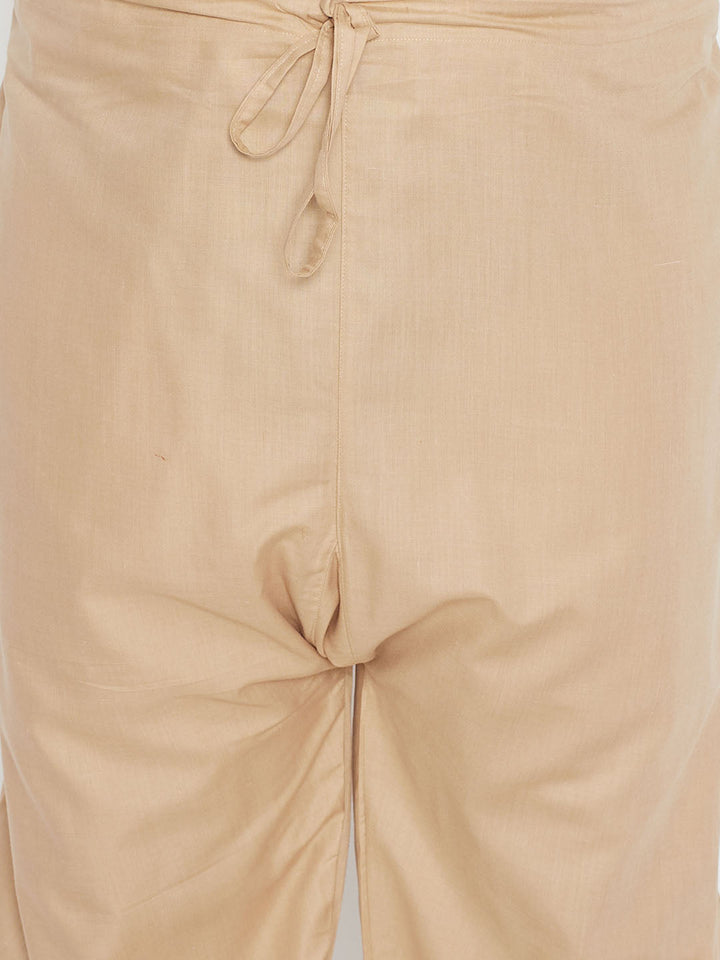 Men's Plus Size Light Brown Cotton Blend Pathani Set