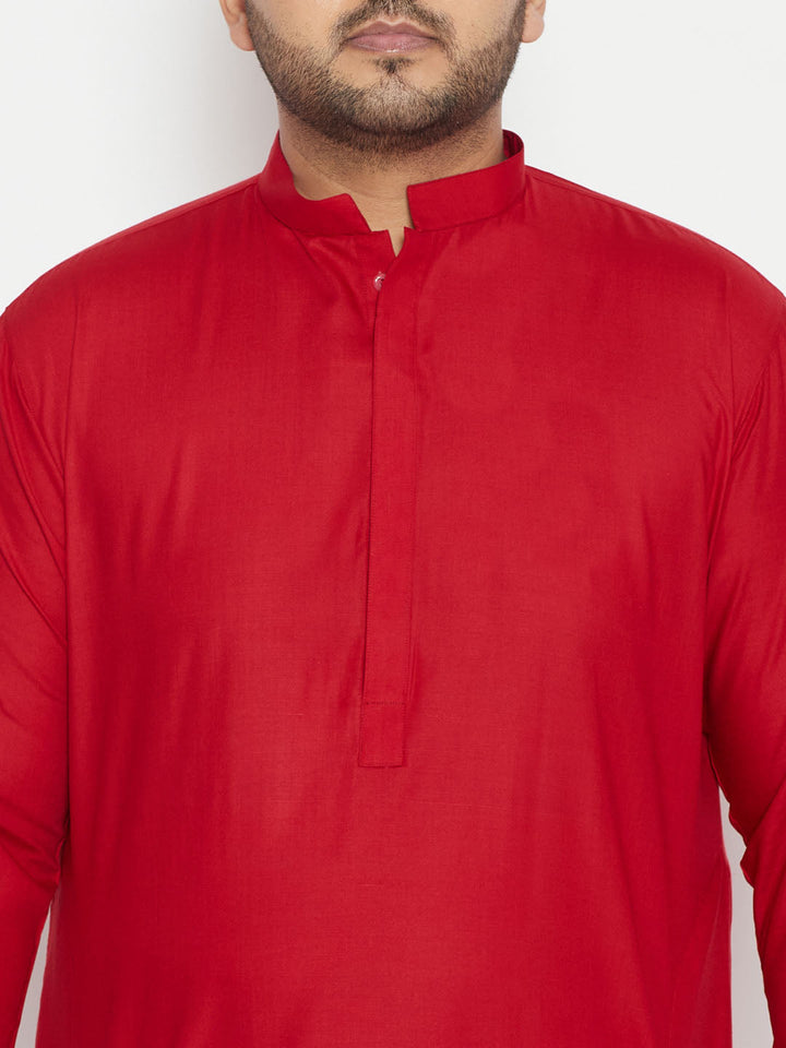 Men's Plus Size Maroon Cotton Blend Pathani Set