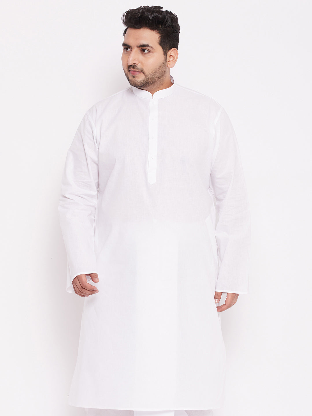 Men's Plus Size White Cotton Kurta