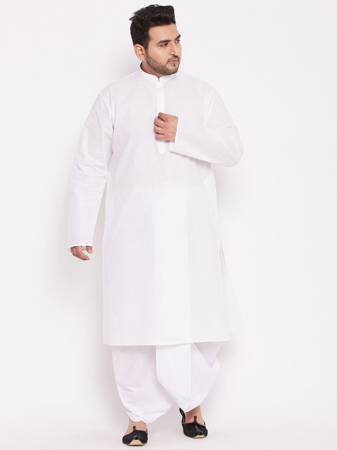 Men's Plus Size White Cotton Kurta