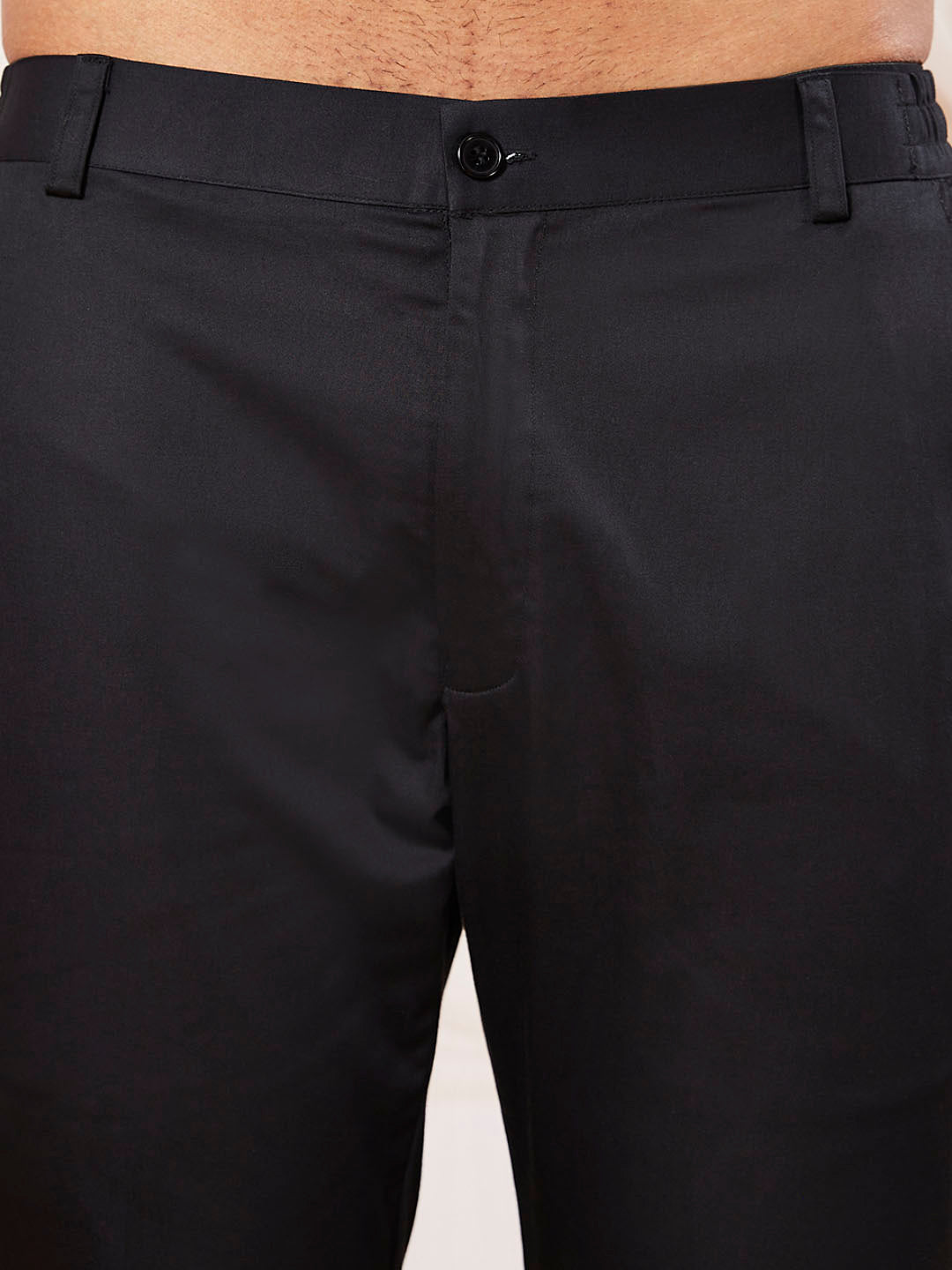 Plus Men's Black Viscose Kurta Pyjama Set