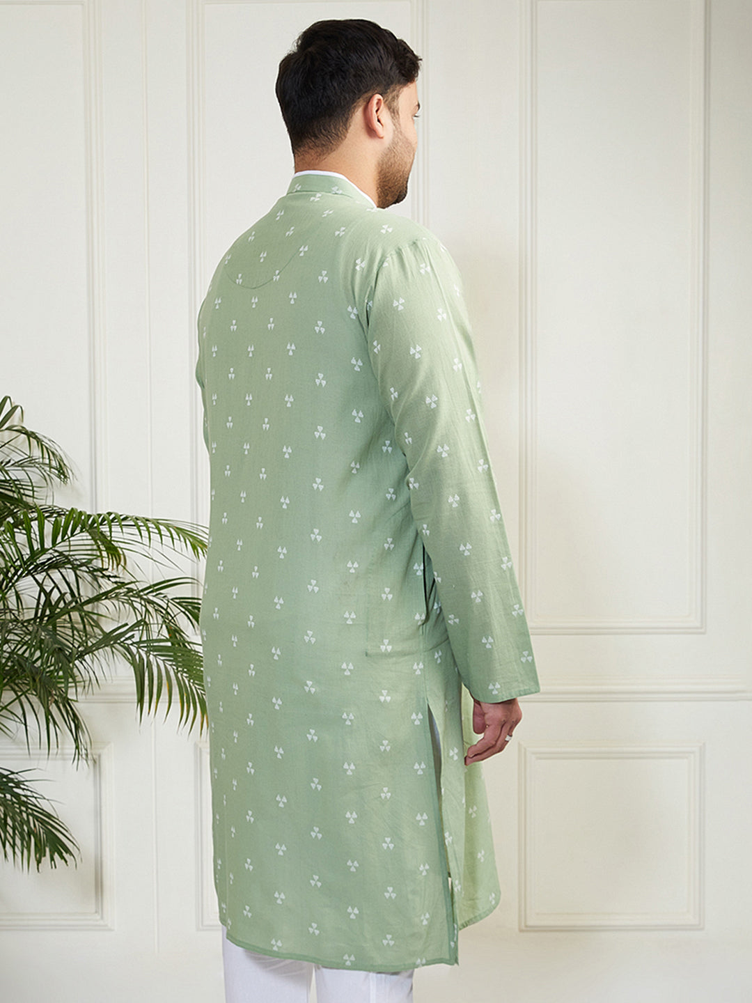 Plus Men's Green Cotton Kurta