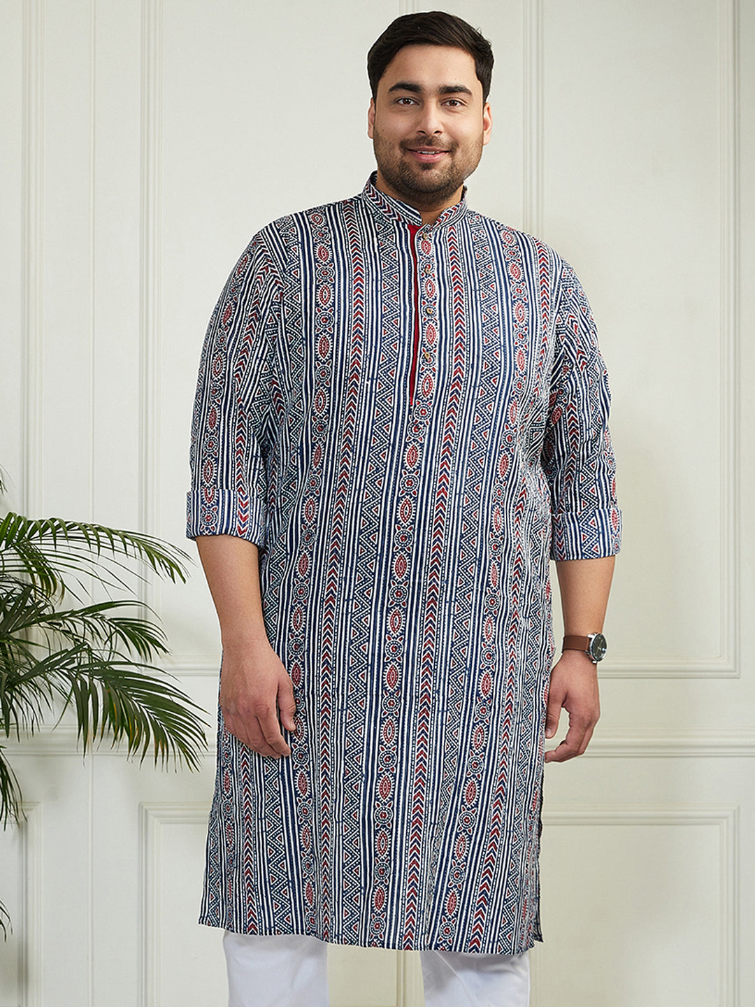 Plus Men's Indigo Blue Cotton Kurta