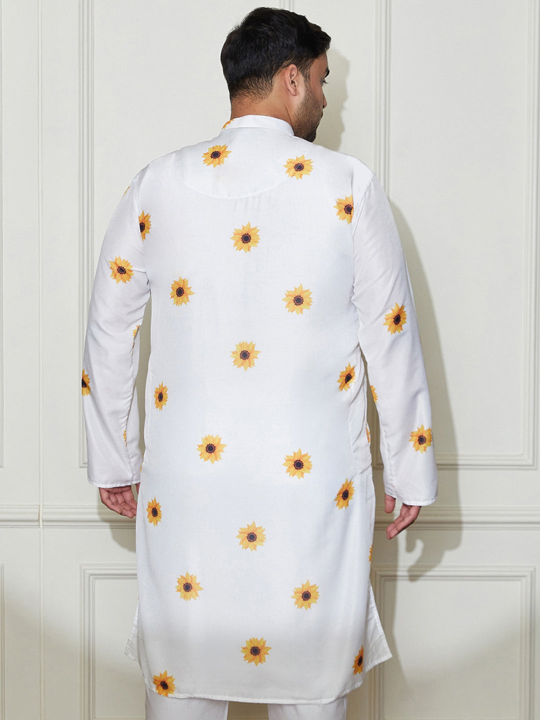 Plus Men's Cream Cotton Blend Kurta