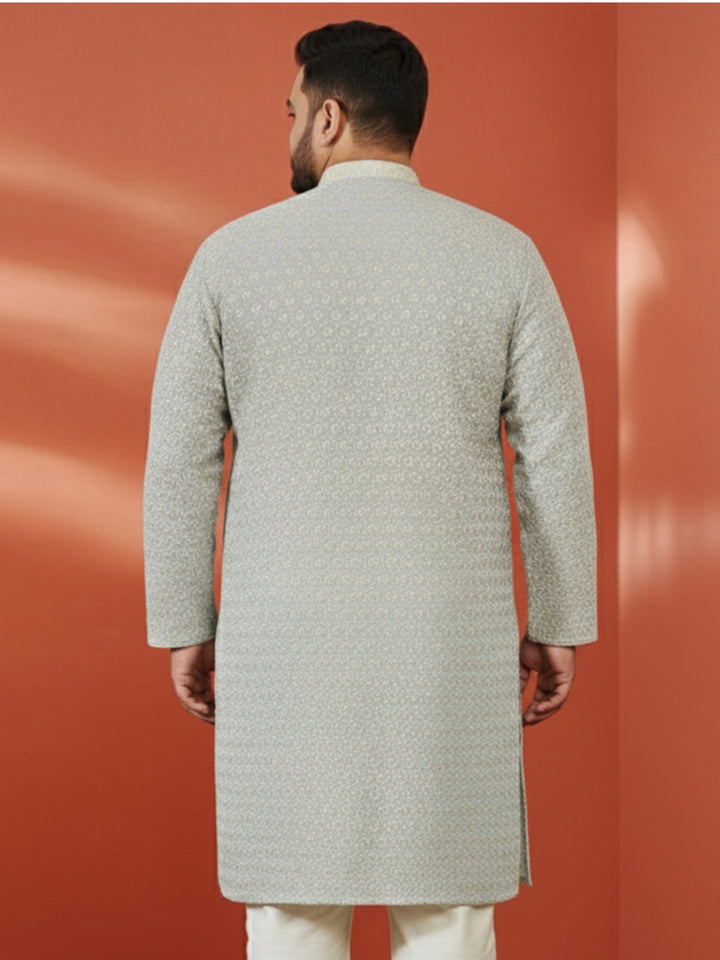 Men's Plus Grey Sequin Kurta