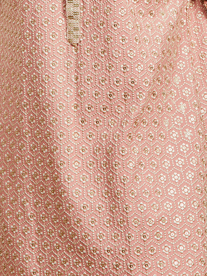 Men's Plus Peach Sequin Kurta