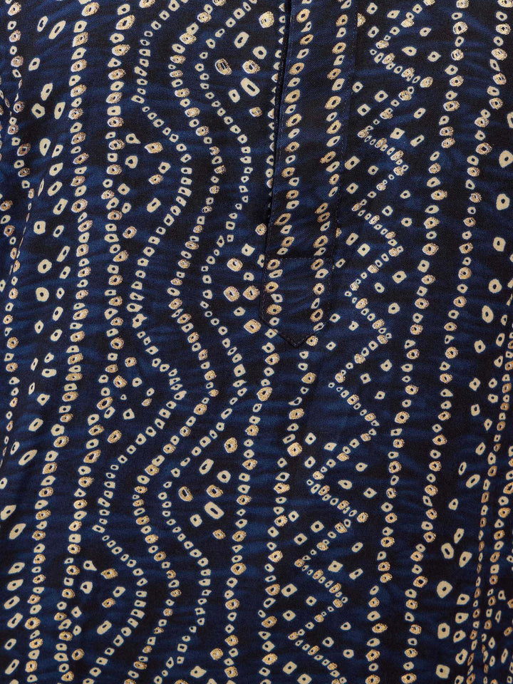 Men's Plus Blue Bandhani Print Kurta