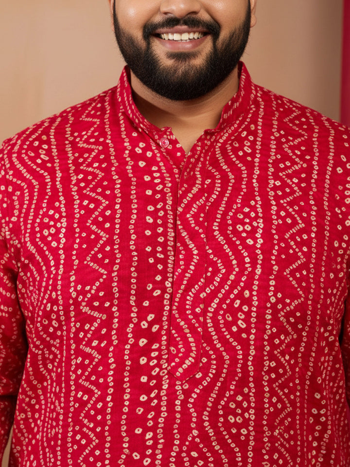 Men's Plus Falsa Bandhani Kurta