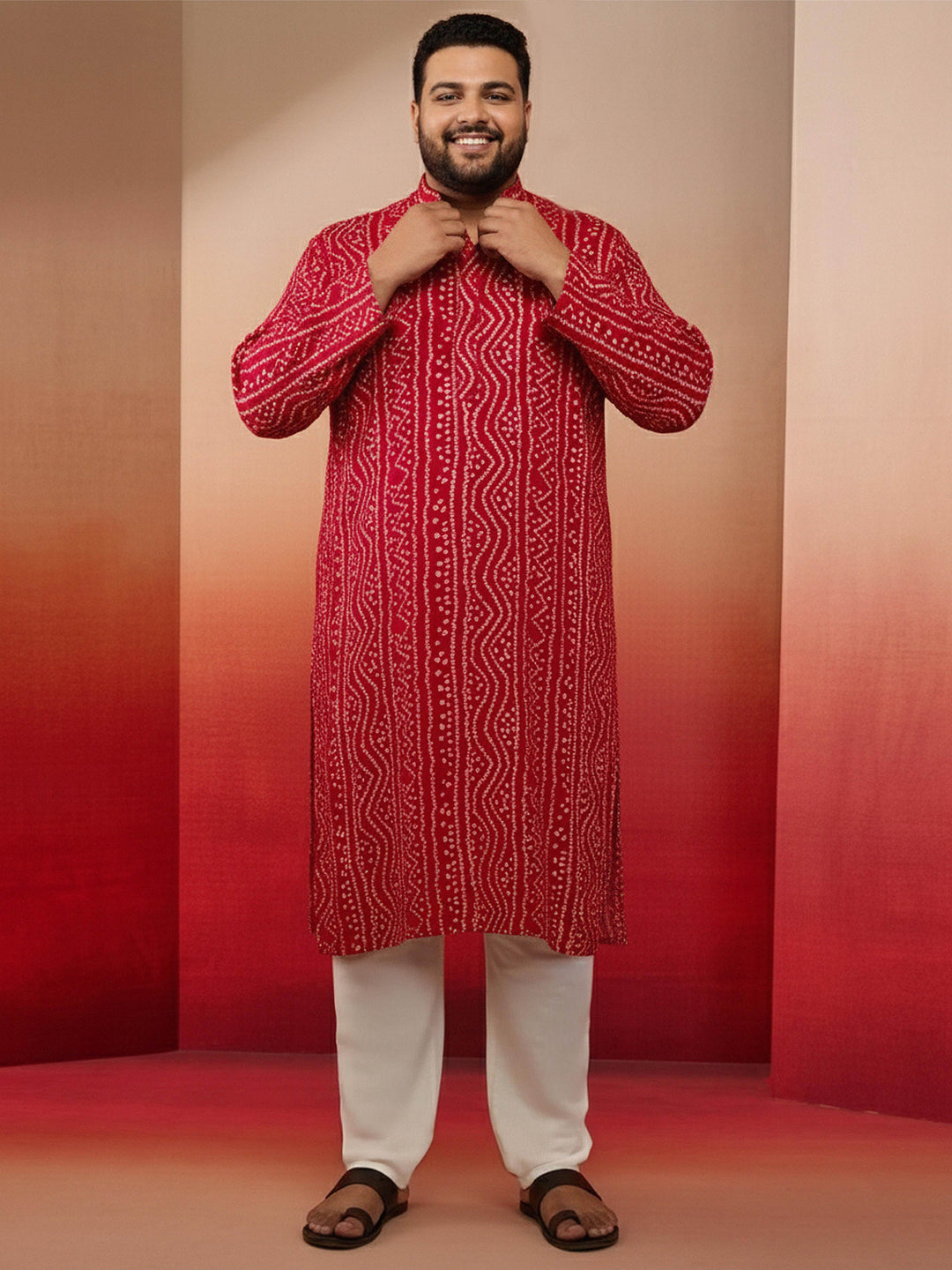 Men's Plus Falsa Bandhani Kurta