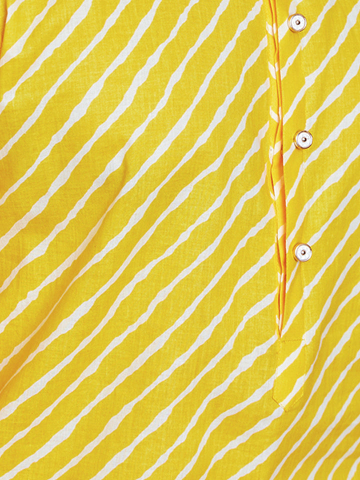 Men's Plus Yellow Lahariya Kurta