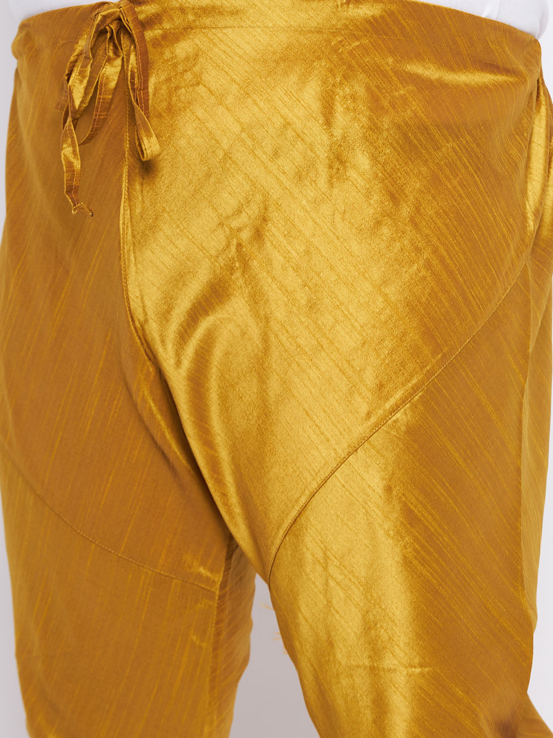 Men's Plus Size Green Silk Blend Kurta And Mustard Pyjama Set