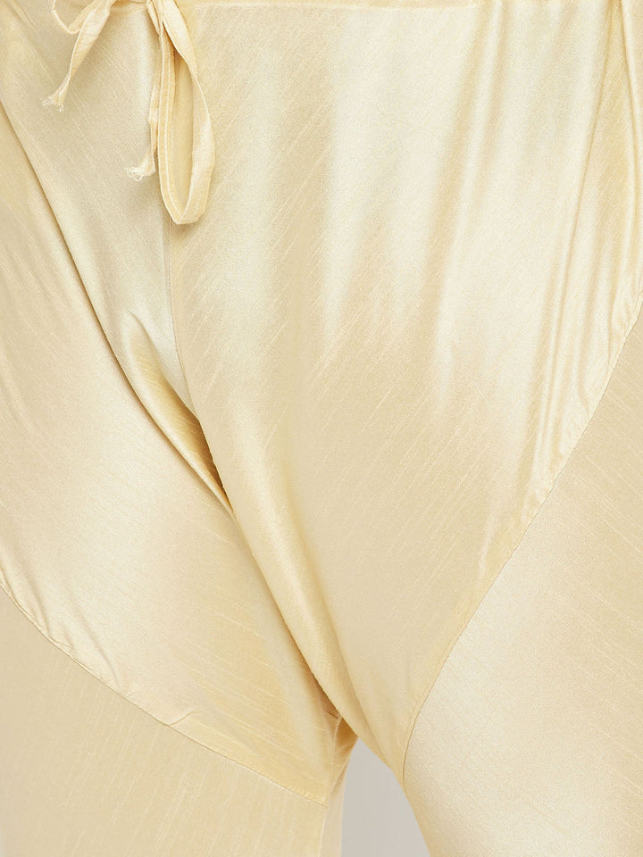 Plus Men's Gold Silk Blend Kurta, Pyjama