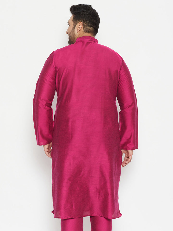 Men's Plus Size Fushia Pink Viscose Blend Kurta