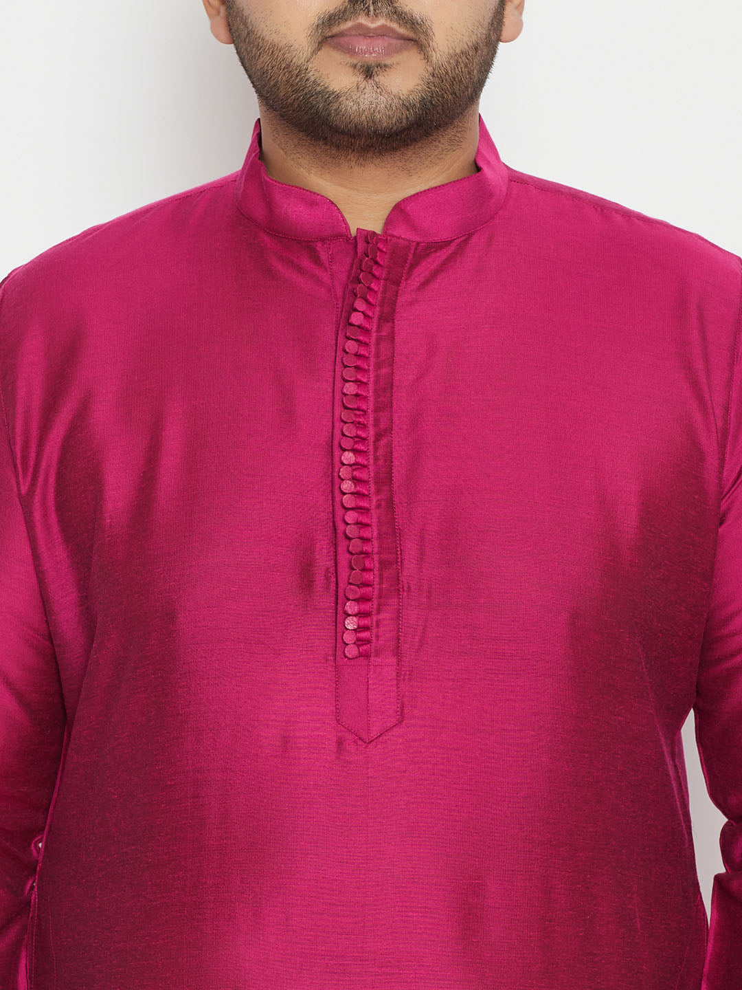 Men's Plus Size Fushia Pink Viscose Blend Kurta Pyjama Set
