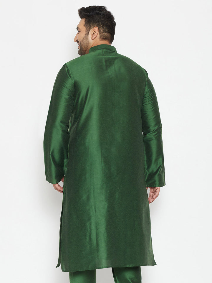 Men's Plus Size Green Viscose Blend Kurta