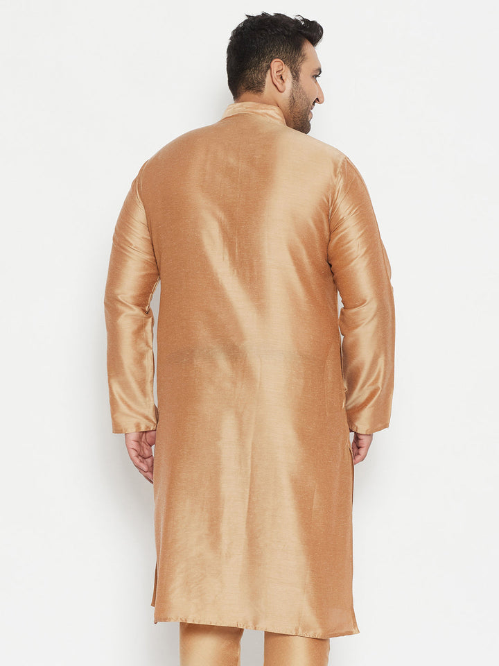 Men's Plus Size Rose Gold Viscose Blend Kurta