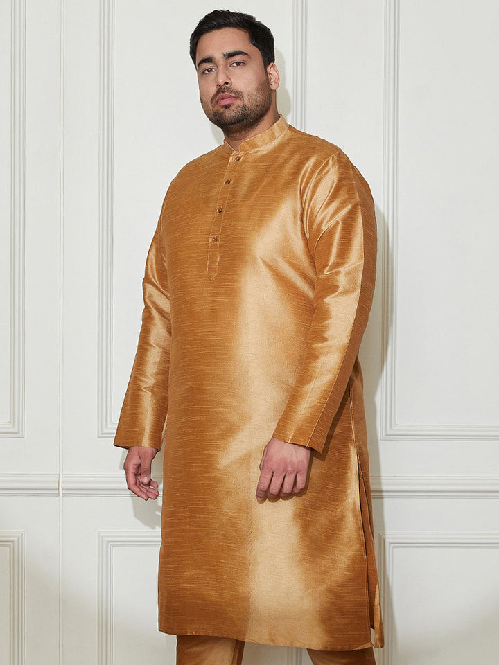 Plus Men's Rose Gold Silk Blend Kurta