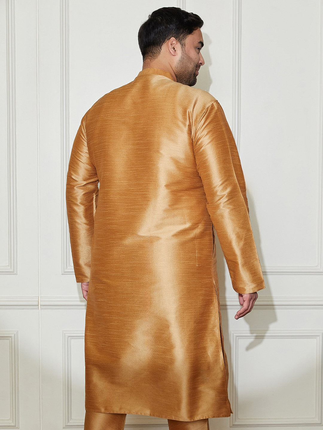 Plus Men's Rose Gold Silk Blend Kurta