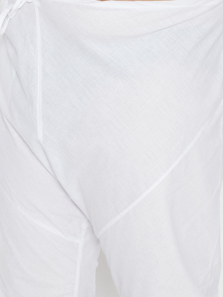 Men's Plus Size White Cotton Blend Kurta Pyjama Set