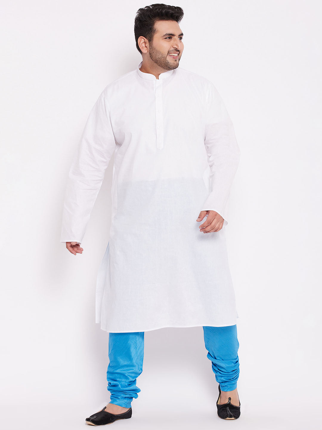 VASTRAMAY Men's Plus Size Aqua Solid Relax-Fit Churidar