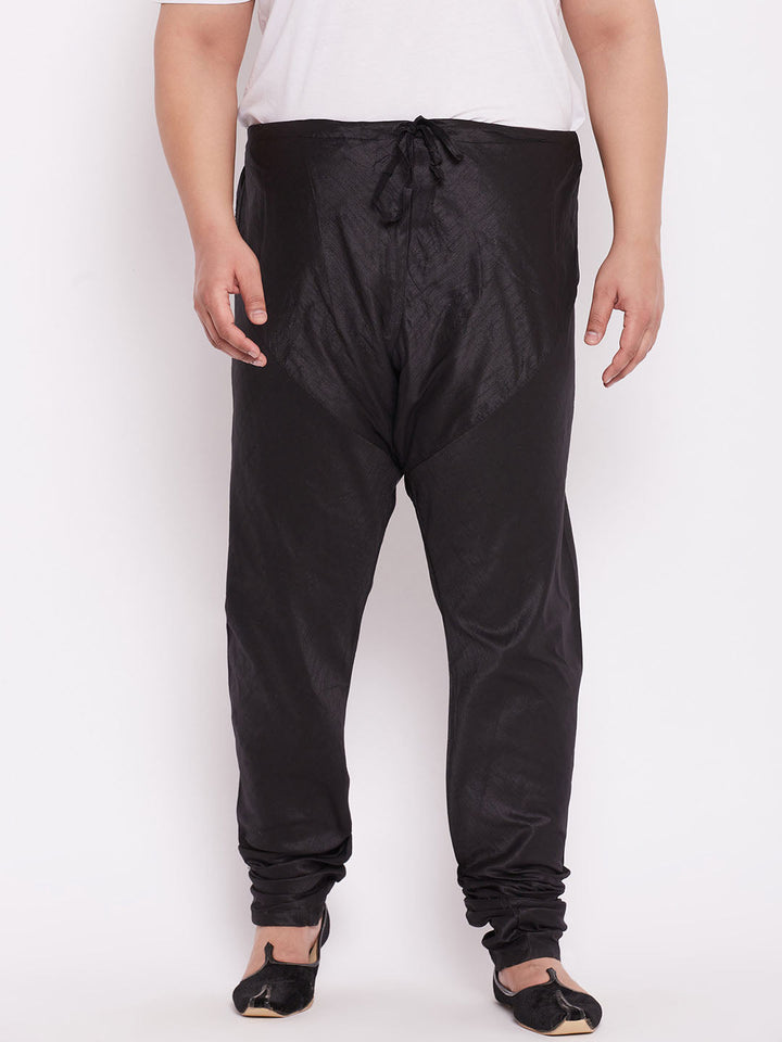 Men's  Plus Size Black Silk Blend Pyjama