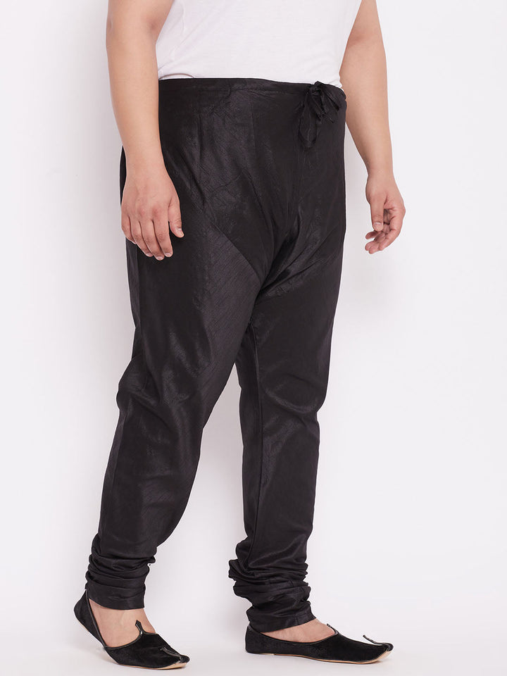 Men's  Plus Size Black Silk Blend Pyjama