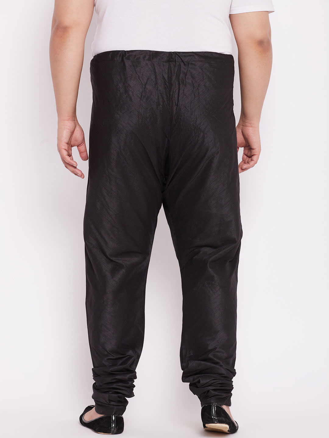 Men's  Plus Size Black Silk Blend Pyjama