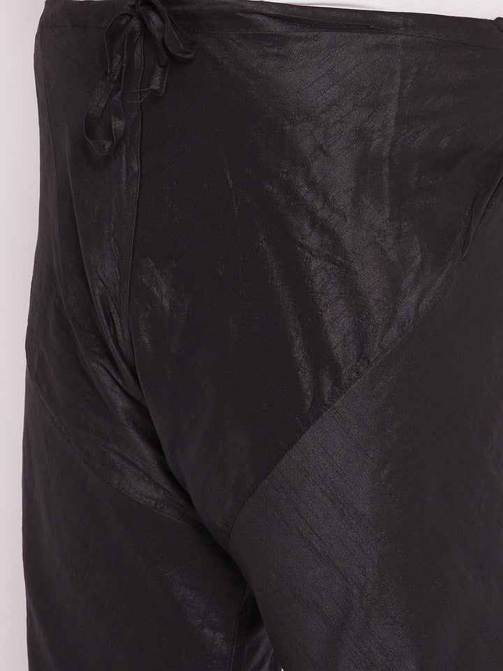 Men's  Plus Size Black Silk Blend Pyjama