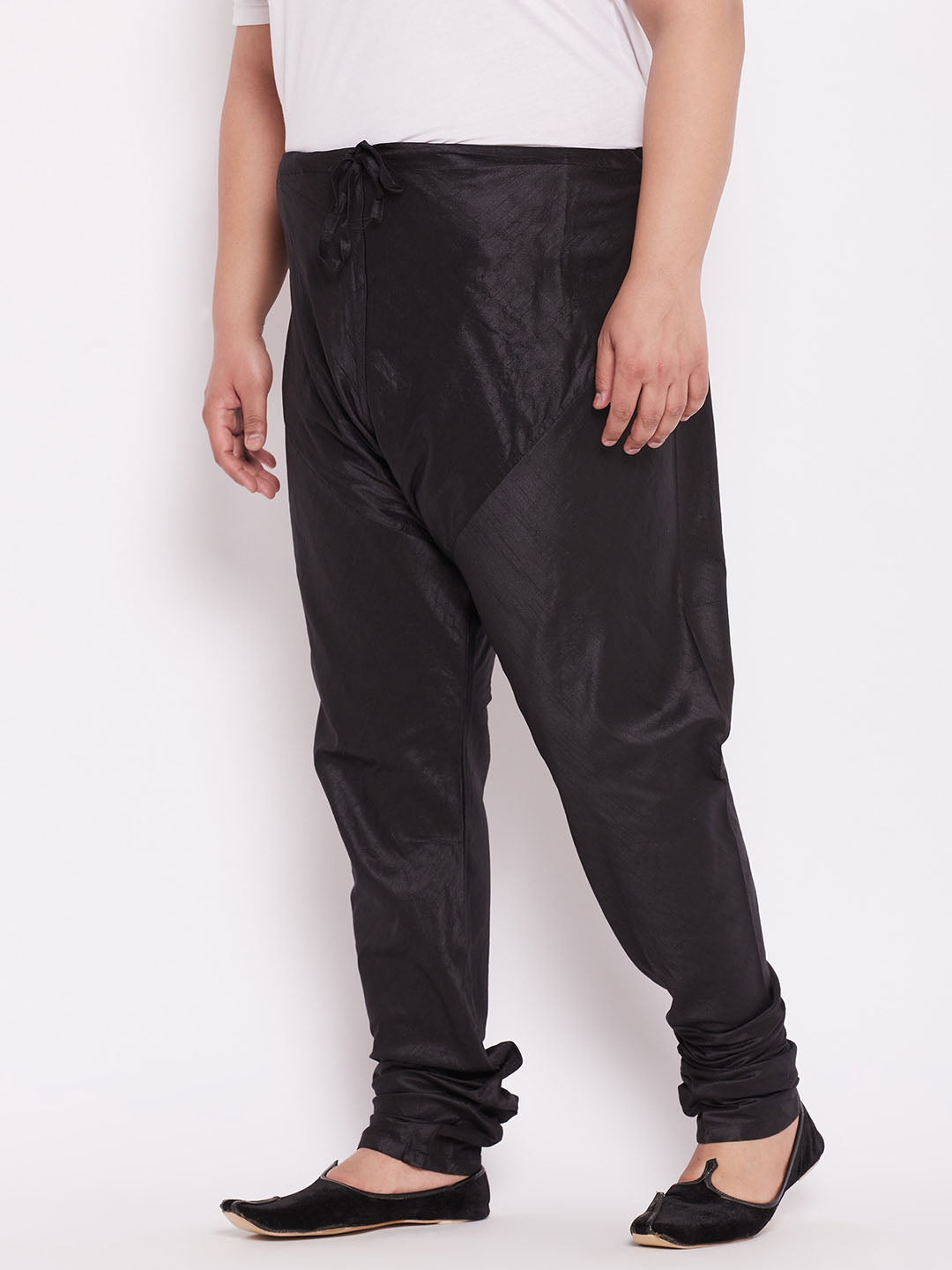 Men's  Plus Size Black Silk Blend Pyjama