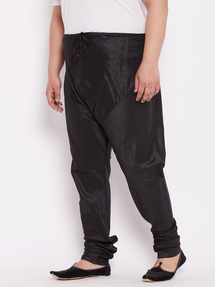 Men's  Plus Size Black Silk Blend Pyjama