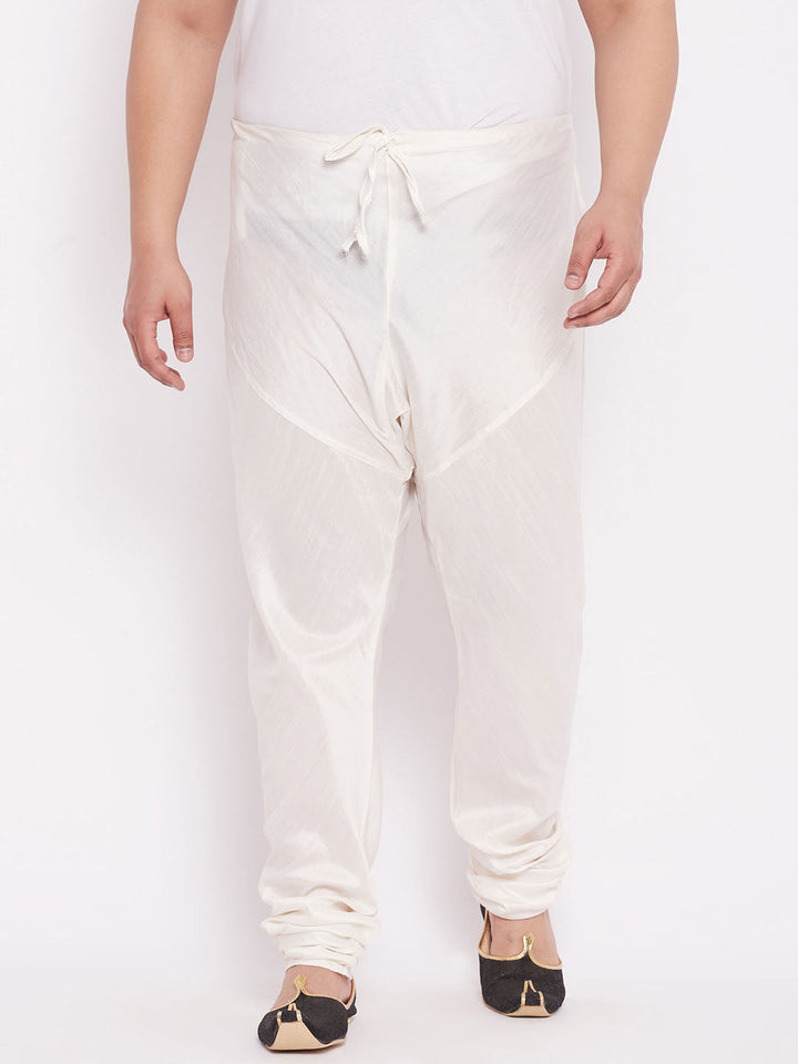 Men's Plus Size Cream Solid Relax Fit Churidar
