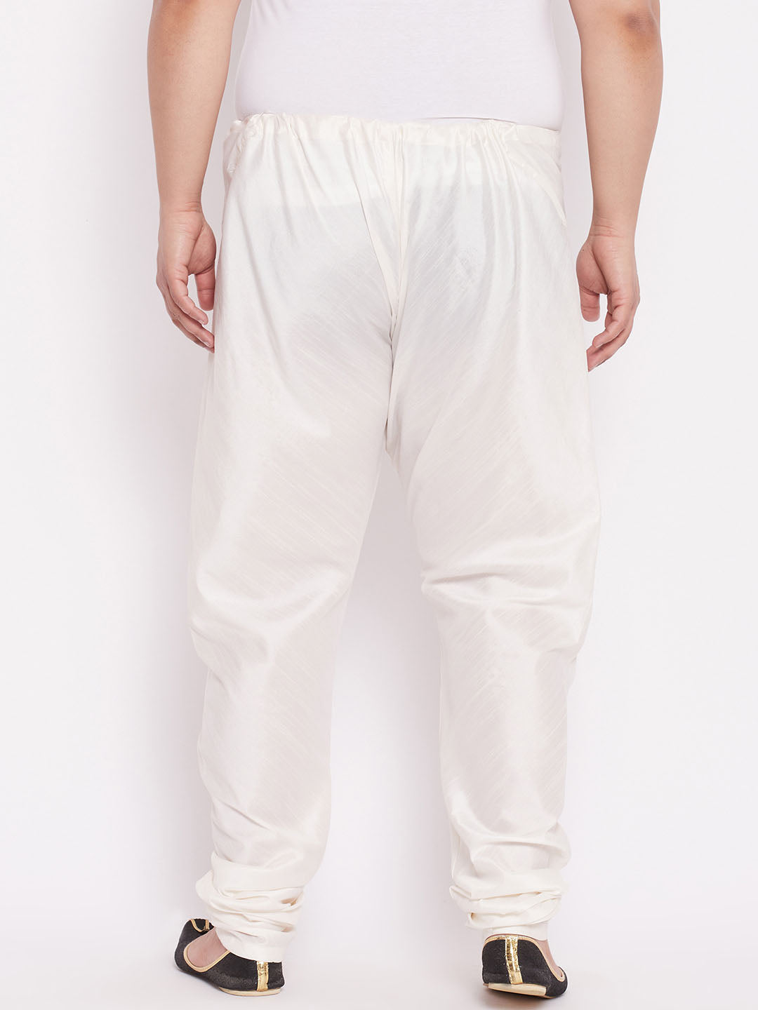 Men's Plus Size Cream Solid Relax Fit Churidar