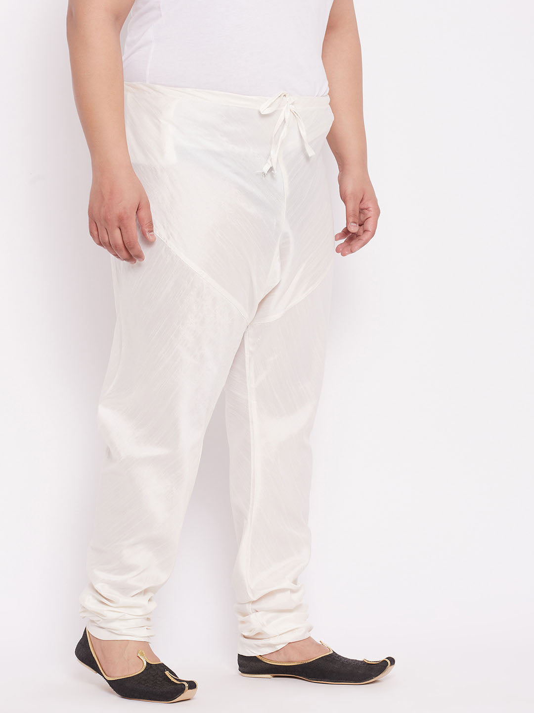 Men's Plus Size Cream Solid Relax Fit Churidar