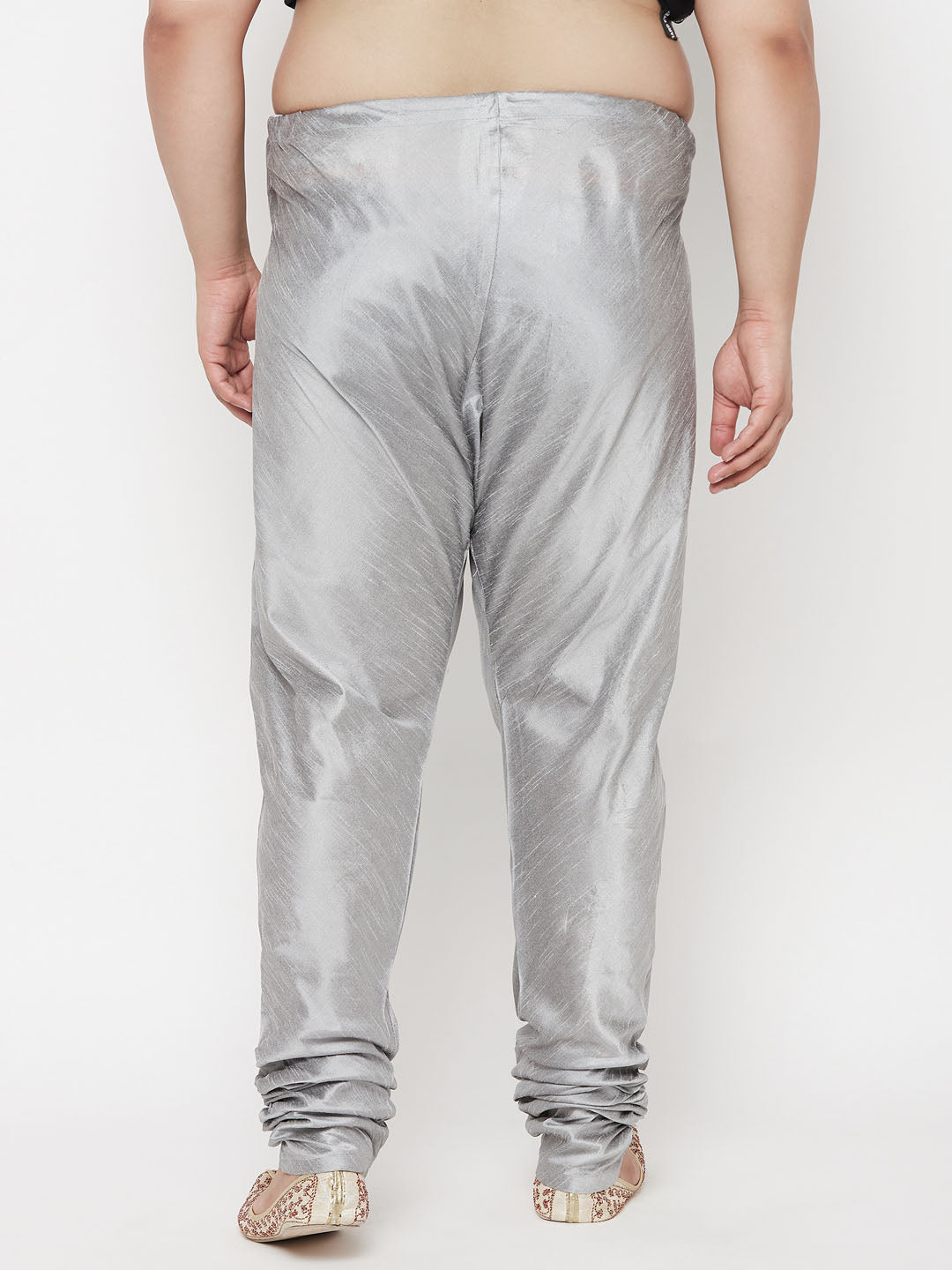 VASTRAMAY Men's Plus Size Grey Cotton Silk Blend Pyjama
