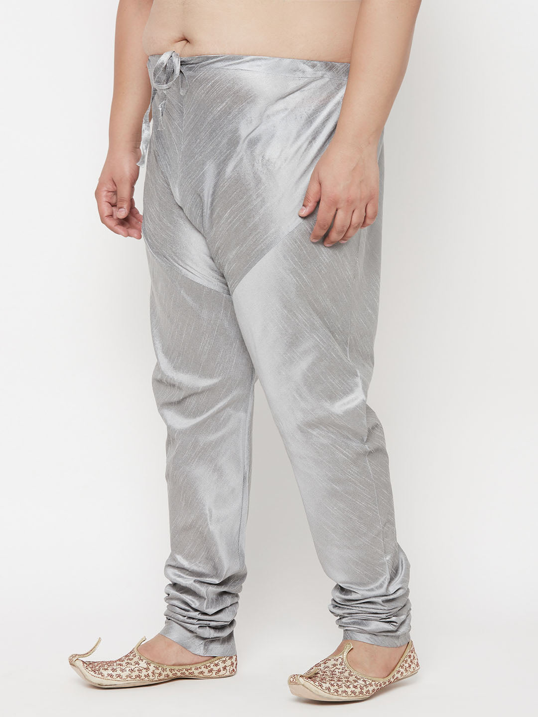 VASTRAMAY Men's Plus Size Grey Cotton Silk Blend Pyjama