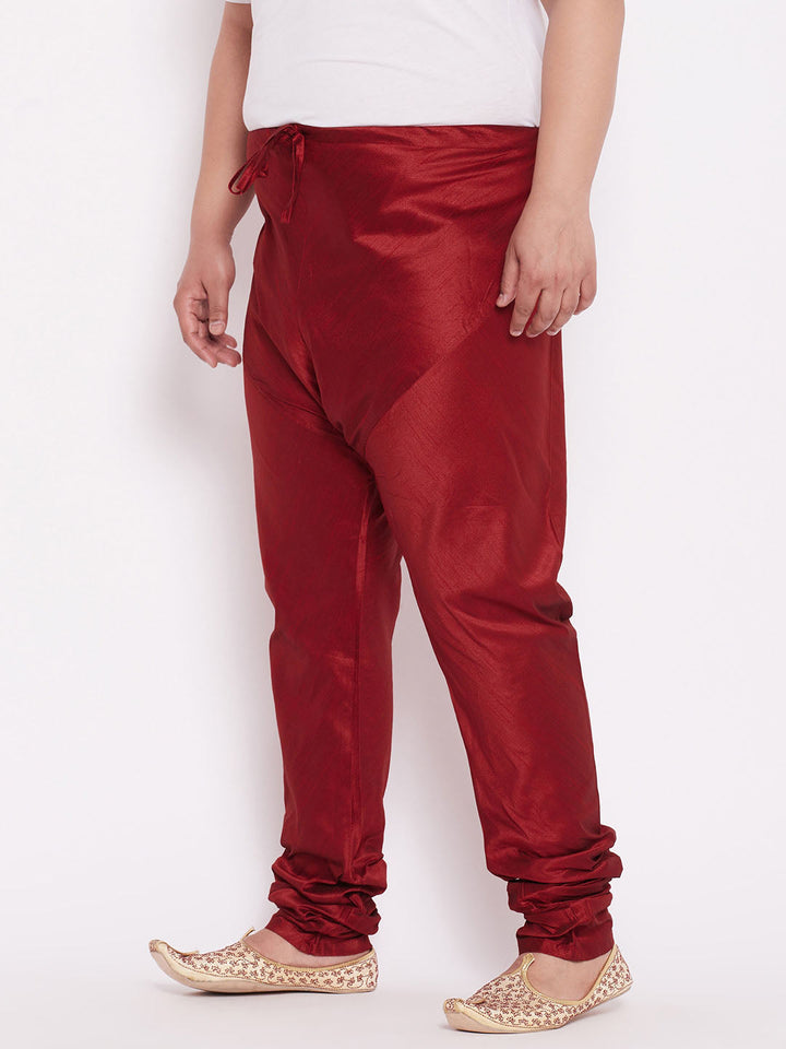 Vastramay Men's Maroon Cotton Silk Blend Pyjama