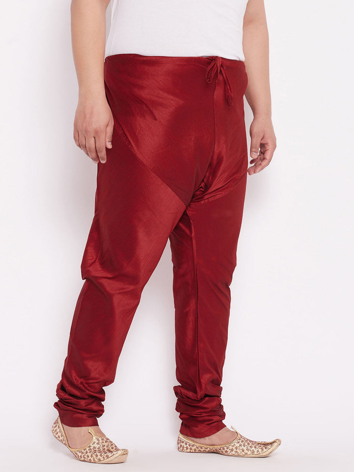 Vastramay Men's Maroon Cotton Silk Blend Pyjama