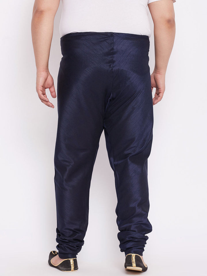 VASTRAMAY Men's Plus Size Blue Cotton Silk Blend Pyjama