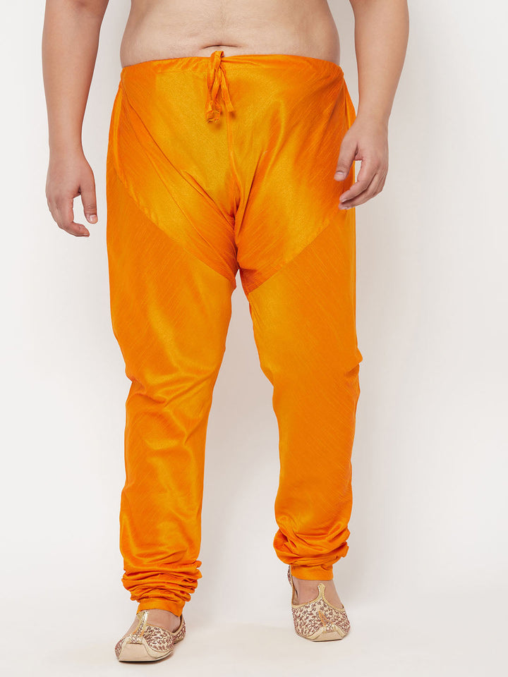 VASTRAMAY Men's Plus Size Orange Cotton Silk Blend Pyjama