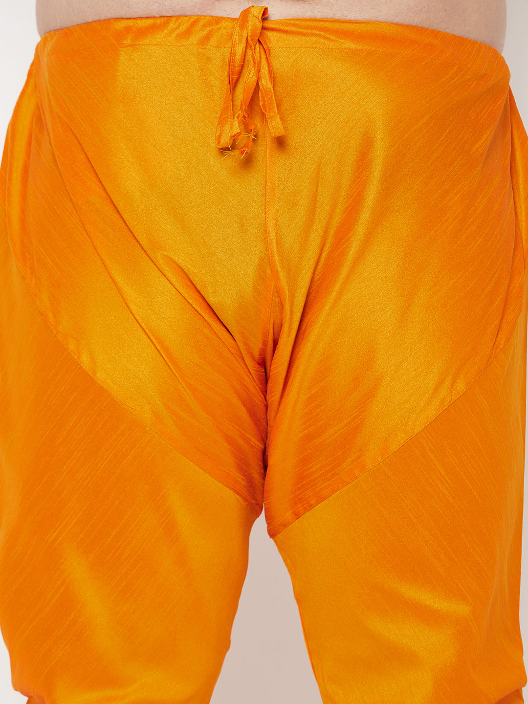 VASTRAMAY Men's Plus Size Orange Cotton Silk Blend Pyjama