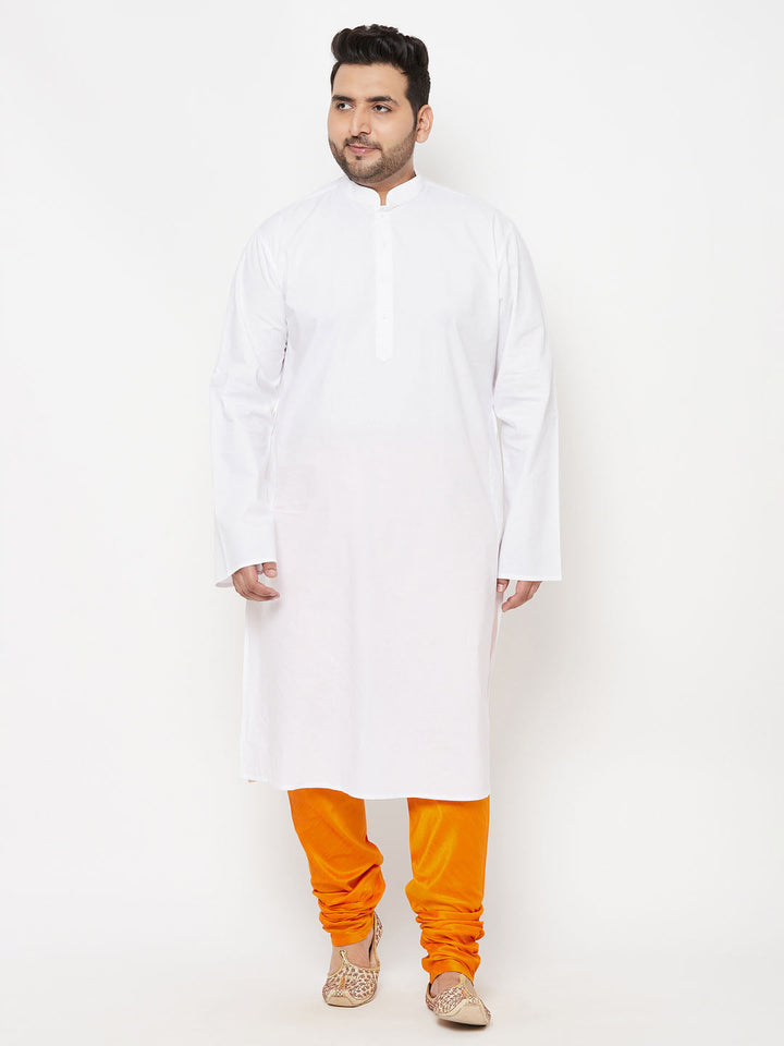 VASTRAMAY Men's Plus Size Orange Cotton Silk Blend Pyjama