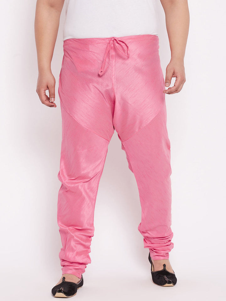 Men's Plus Size Pink Solid Slim-Fit Churidar