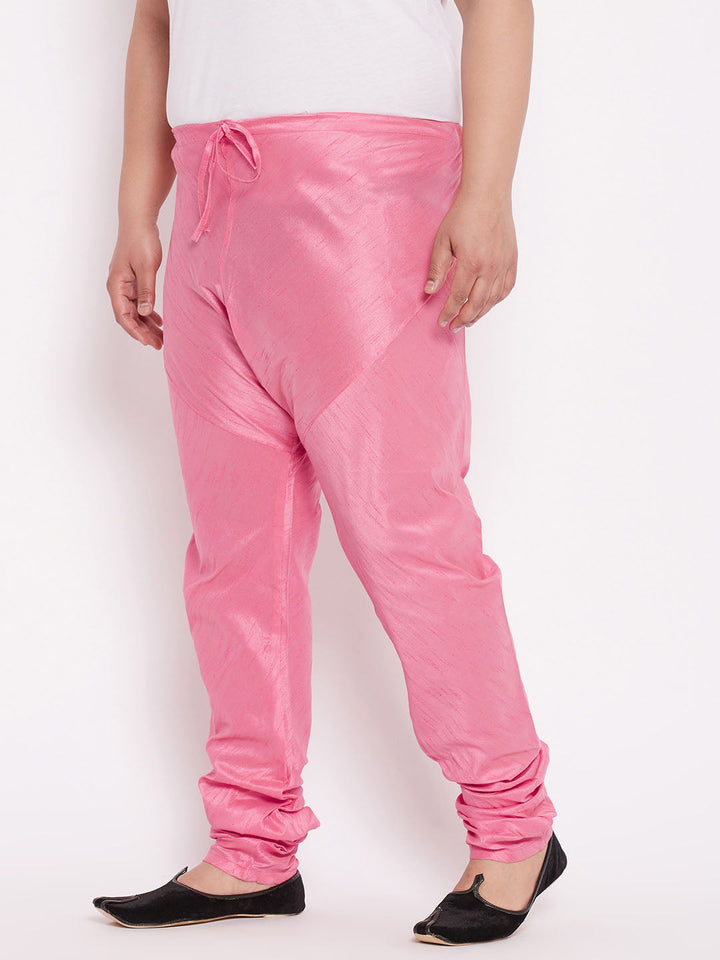 Men's Plus Size Pink Solid Slim-Fit Churidar