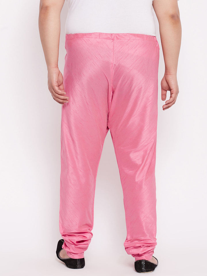 Men's Plus Size Pink Solid Slim-Fit Churidar