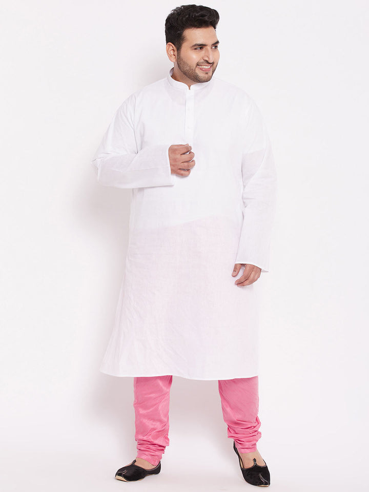 Men's Plus Size Pink Solid Slim-Fit Churidar